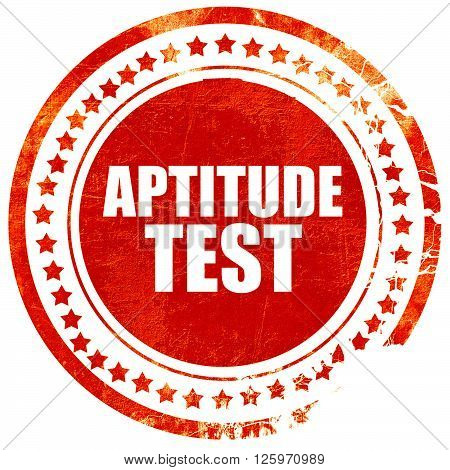 aptitude test, isolated red stamp on a solid white background