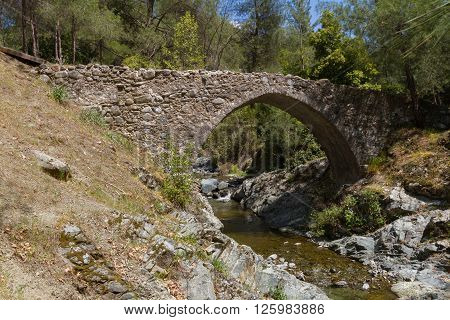 Medieval Bridge in Tris Elies in Troodos, Cyprus