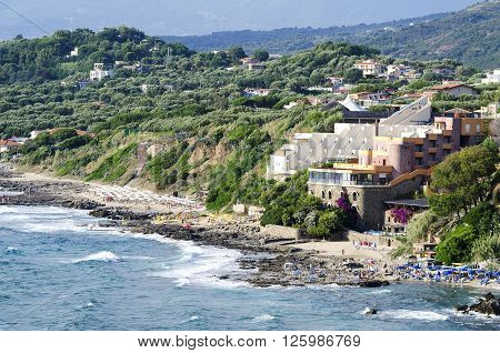 Beach resort on the coast in Palinuro, Italy