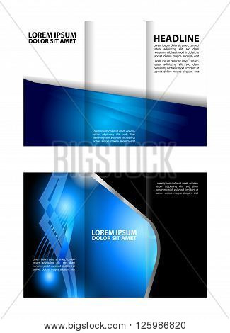Vector blue tri-fold brochure design template abstract