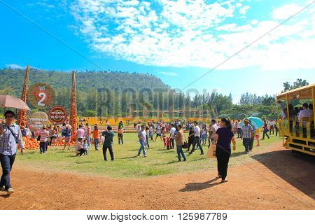 NAKHONRATCHASIMA THAILAND- DECEMBER 14 : people travel in Jim Thompson Farm on DECEMBER 14 2014 in NAKHONRATCHASIMA THAILAND. The House of the world renowned Jim Thompson Thai Silk.