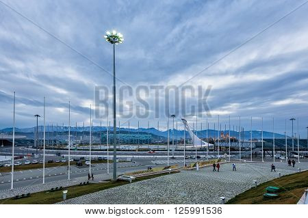 Sochi, Russia - February 5, 2016: Park - one of the main objects of the Winter Games of 2014 in Sochi