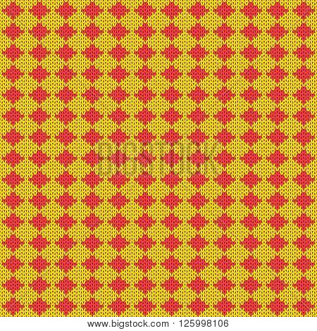 Repeating knitted seamless pattern with rhombuses. Woolen texture with a jacquard pattern. Abstract winter holiday design. Sweater ornament