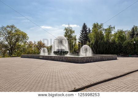 Lipetsk, Russia - September 18, 2014: Beautiful fountains on Lenin Street Lipetsk on a sunny day