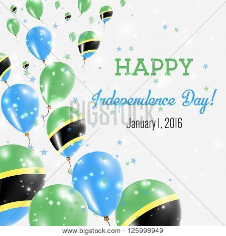 Tanzania, United Republic Of Independence Day Greeting Card. Flying Balloons In Tanzania, United Rep