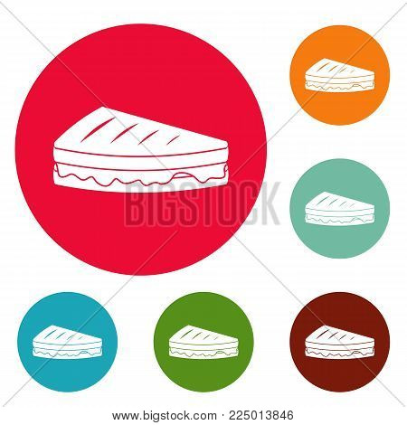 Sandwich icons circle set vector isolated on white background