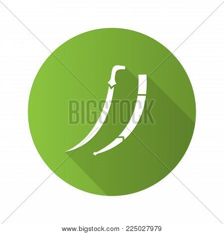Scimitar sword flat design long shadow glyph icon. Sabre. Muslim weapon. Islamic culture. Vector silhouette illustration