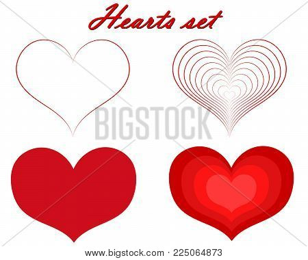Hearts Valentine's Day set on white isolated background.