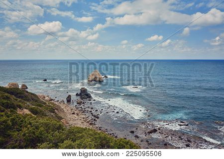 a rocky shore on akamas peninsula in cyprus