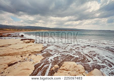 Cyprus - Mediterranean Sea coast. Lara Beach in Paphos district.