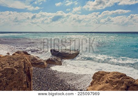 Cyprus - Mediterranean Sea coast. Lara Beach in Paphos district.