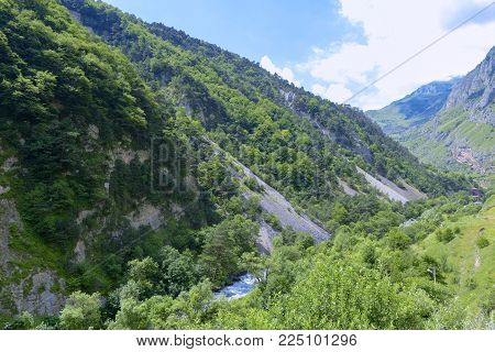 Mountain View Of Alagir Gorge. Republic Of North Ossetia
