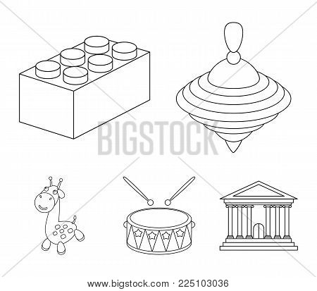 Yula, drum, giraffe.Toys set collection icons in outline style vector symbol stock illustration .