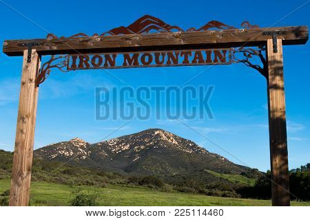 Poway, California - March 16, 2017:  Close-up Of The Signage At The Entrance To The Iron Mountain Tr