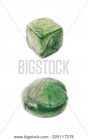 Smart hand putty plasticine playdough isolated over the white background , set of several different foreshortenings