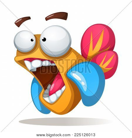 Crazy, funne, cute cartoon fish Vector eps 10