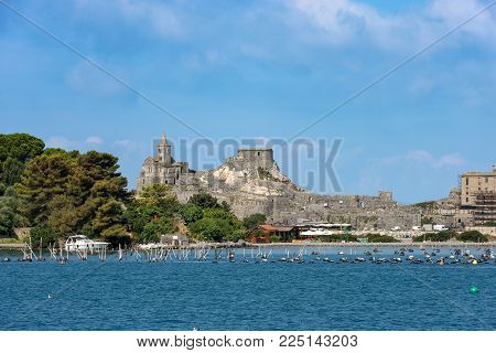 The Ancient Church Of San Pietro (st. Peter Consecrated In 1198) In Portovenere Or Porto Venere (une