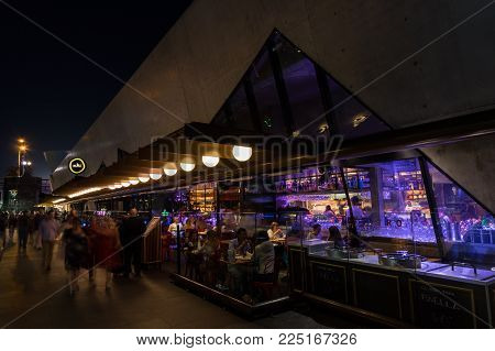 Melbourne, Australia - January 16, 2018: Sake Restaurant and Bar Hamer Hall is a Japanese sushi restaurant in the Southbank district of the inner city.