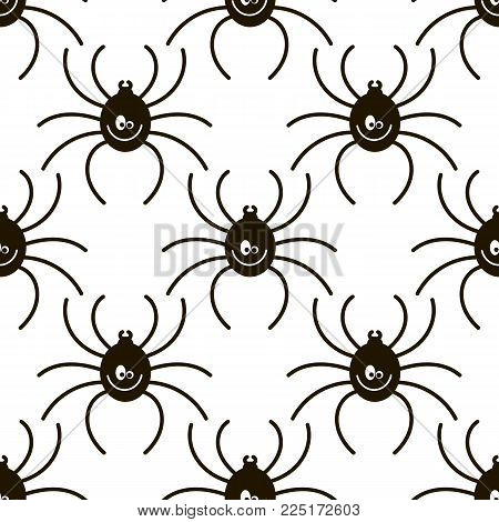 Halloween spider web seamless pattern. Vector background. Black and white.