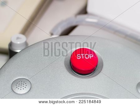 Red Stop Button . Sign And Symbol Concept.