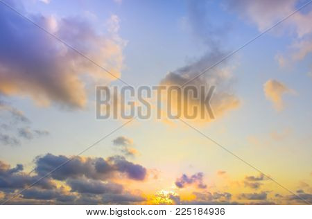 Beautiful Sunset With Colorful Clouds In The Sky.