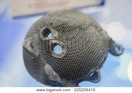 Object Printed On Metal 3d Printer. A Model Created In A Laser Sintering Machine Close-up. Dmls, Slm