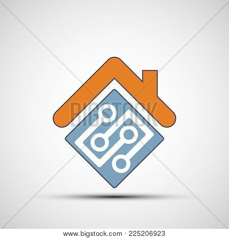 Icon Of Smart Home Automation Assistant. System With Centralized Control. Stock Vector Flat Design S