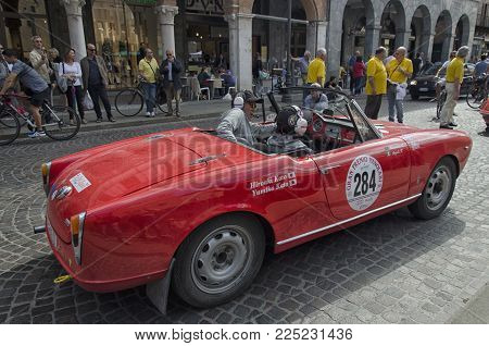 Ferrara, Italy- September 20, 2015: Driver and navigator ready to start at the Nuvolari Grand Prix