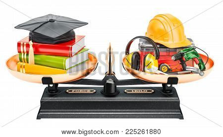 Balance concept, education or job. 3D rendering isolated on white background