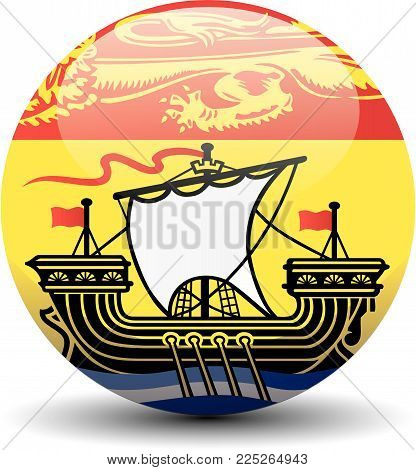 New Brunswick national circle button flag background texture. Vector illustration.
