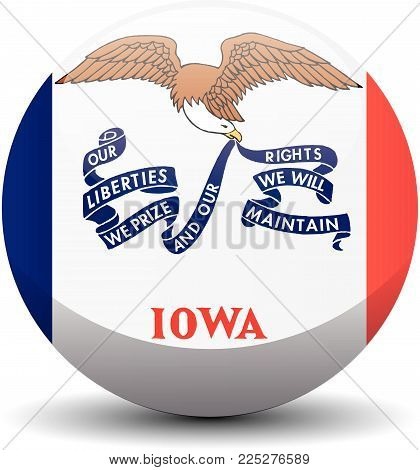 Iowa circle button flag background texture. Vector illustration.