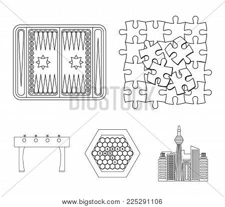 Board game outline icons in set collection for design. Game and entertainment vector symbol stock  illustration.