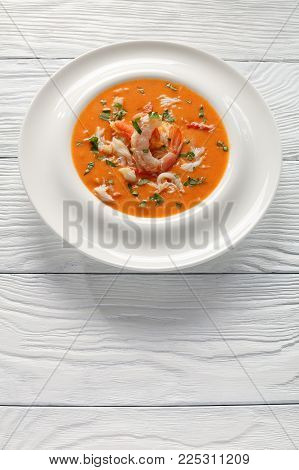 Seafood  Bisque Or Thick Soup, Top View