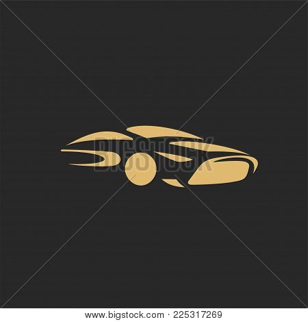 minimal logo of golden luxury design of a car vector illustration.