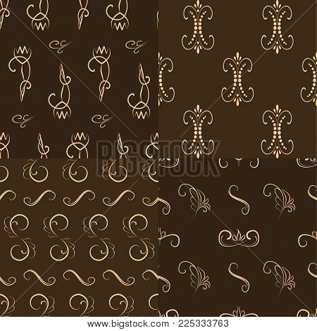 A Set Of Seamless Patterns With Ornaments. Elements For Design And Decoration