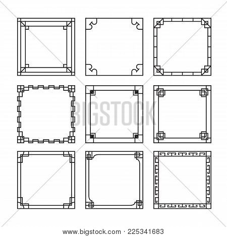 Asian frame ornament, pattern brush ,korean, chinese, japanese vector set