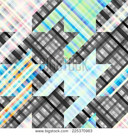 Seamless Geometric Pattern. Classic Hounds-tooth Pattern In A Piaxel Art And Lowpoly Style.