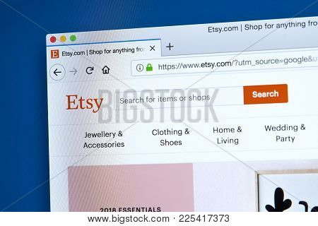 London, Uk - January 10th 2018: The Homepage Of The Official Website For Etsy - The E-commerce Websi