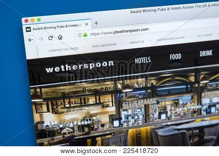 London, Uk - January 10th 2018: The Homepage Of The Official Website For J D Wetherspoon - The Pub C