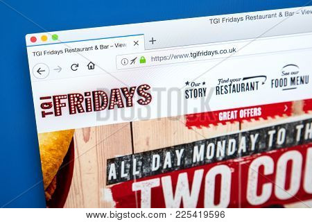 London, Uk - January 10th 2018: The Homepage Of The Official Website For Tgi Fridays - The American 