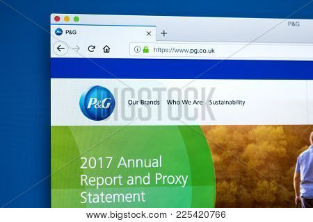London, Uk - January 10th 2018: The Homepage Of The Official Website For Procter & Gamble - The Amer