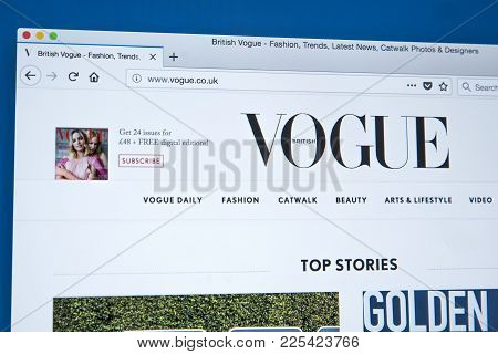 London, Uk - January 8th 2018: The Homepage Of The Official Website For Vogue Uk - The Fashion Magaz