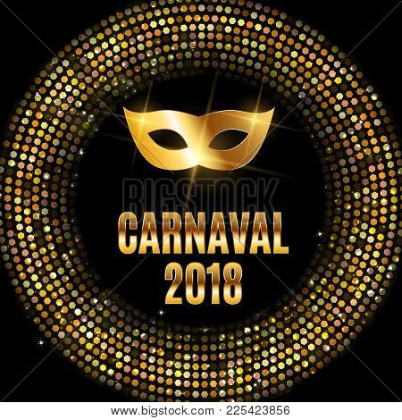 Popular Event Brazil Carnival In South America During Summe.  Background With Party Mask.  Masquerad