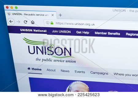 London, Uk - January 8th 2018: The Homepage Of The Official Website For The Unison Trade Union - Mem