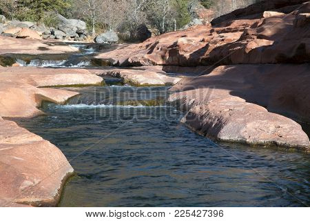Winter Image Of Oak Creek At Rock Slide State Park In The Coconino National Forest Near Sdeona, Ariz