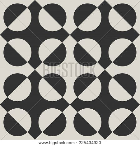 Monochrome Geometric Vector Seamless Pattern. Modern Abstract Monochrome Pattern For Textile Or Proc