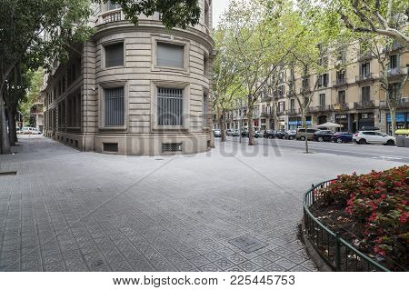 Barcelona,spain-july 23,2017: Street View, Eixample Quarter, Barcelona.