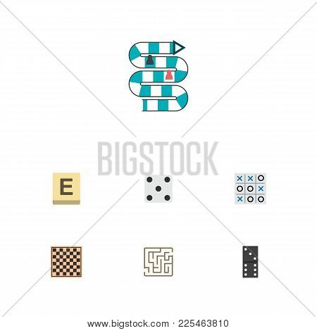 Icon Flat Play Set Of Table Game, Maze, Checkerboard And Other Vector Objects. Also Includes Game, T