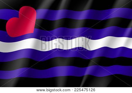 Leather Pride Emblem, Realistic Waving Flag. Canvas For Fetishists. Vector Illustration Of A Colorfu