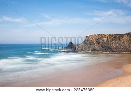 Long exposure at beautiful beach of Odeceixe - Algarve Portugal